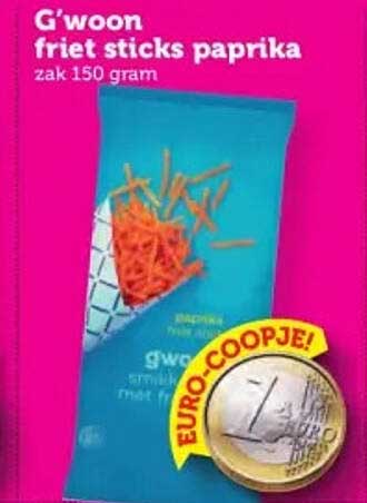G'woon friet sticks paprika zak 150 gram