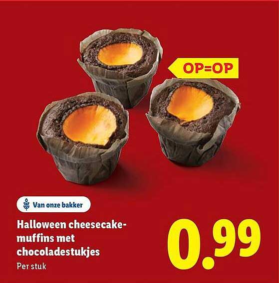 Halloween cheesecake-muffins met chocoladestukjes