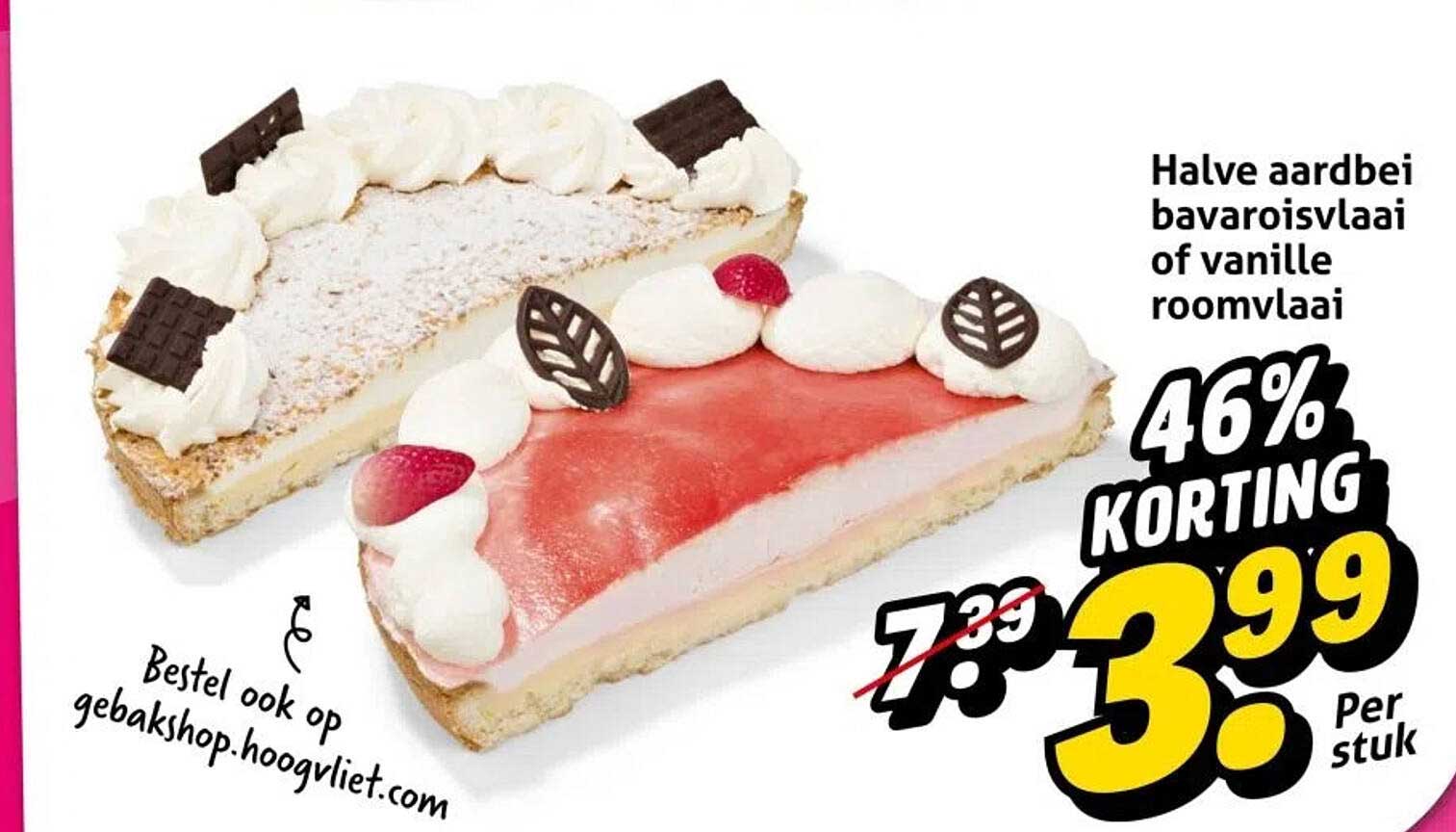 Halve aardbei bavaroisvlaai of vanille roomvlaai