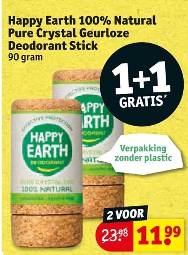 Happy Earth 100% Natural Pure Crystal Geurloze Deodorant Stick 90 gram