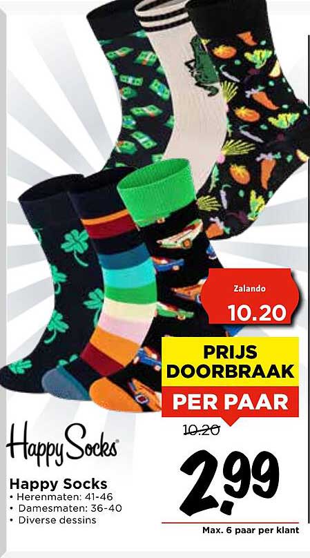 Happy Socks per paar voor €2,99