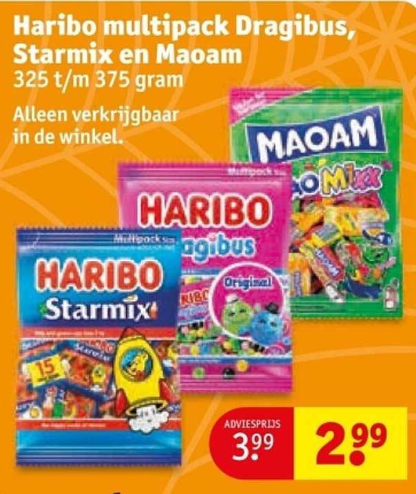 Haribo multipack Dragibus, Starmix en Maoam 325 t/m 375 gram