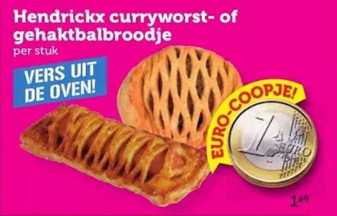 Hendrickx curryworst- of gehaktbalbroodje per stuk