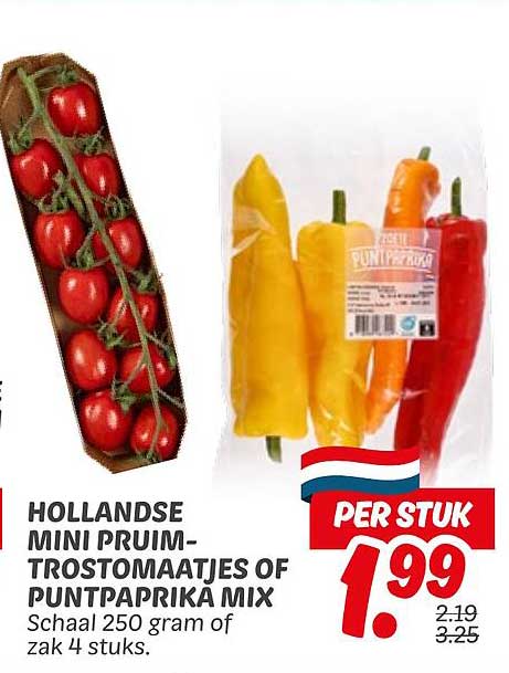 HOLLANDSE MINI PRUIM-TROSTOMAATJES OF PUNTPAPRIKA MIX