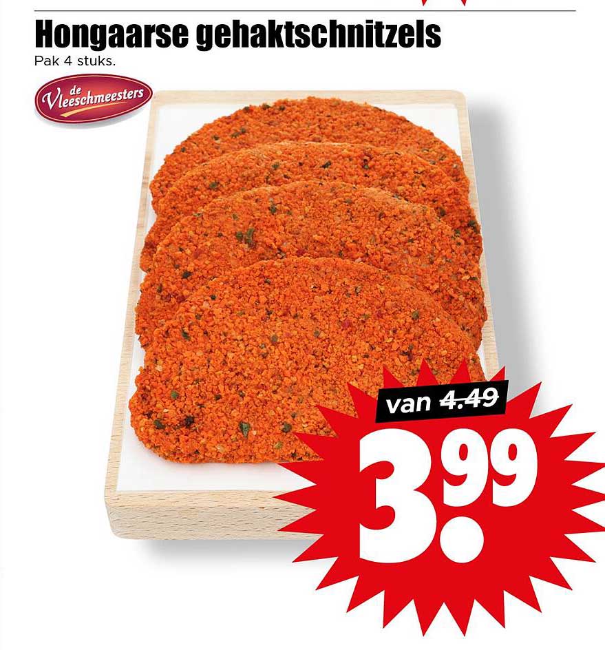 Hongaarse gehaktschnitzels Pak 4 stuks.