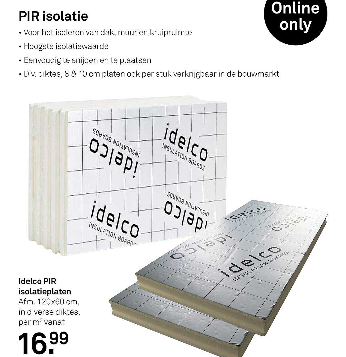 Idelco PIR isolatieplaten Afm. 120x60 cm, in diverse diktes, per m² vanaf