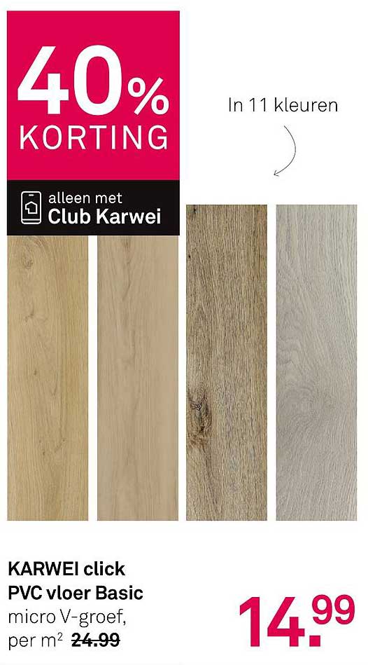 KARWEI click PVC vloer Basic micro V-groef, per m²