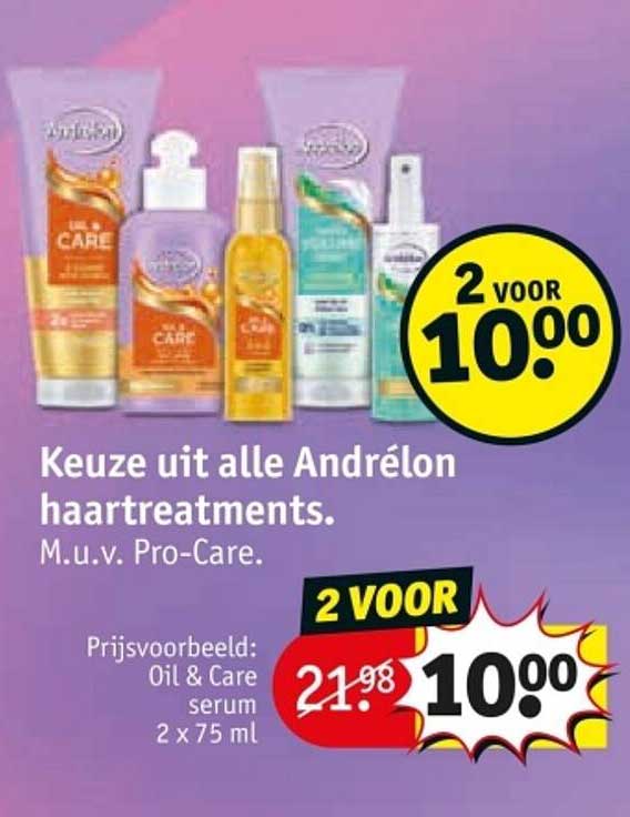 Keuze uit alle Andrélon haarbehandelingen. M.u.v. Pro-Care.