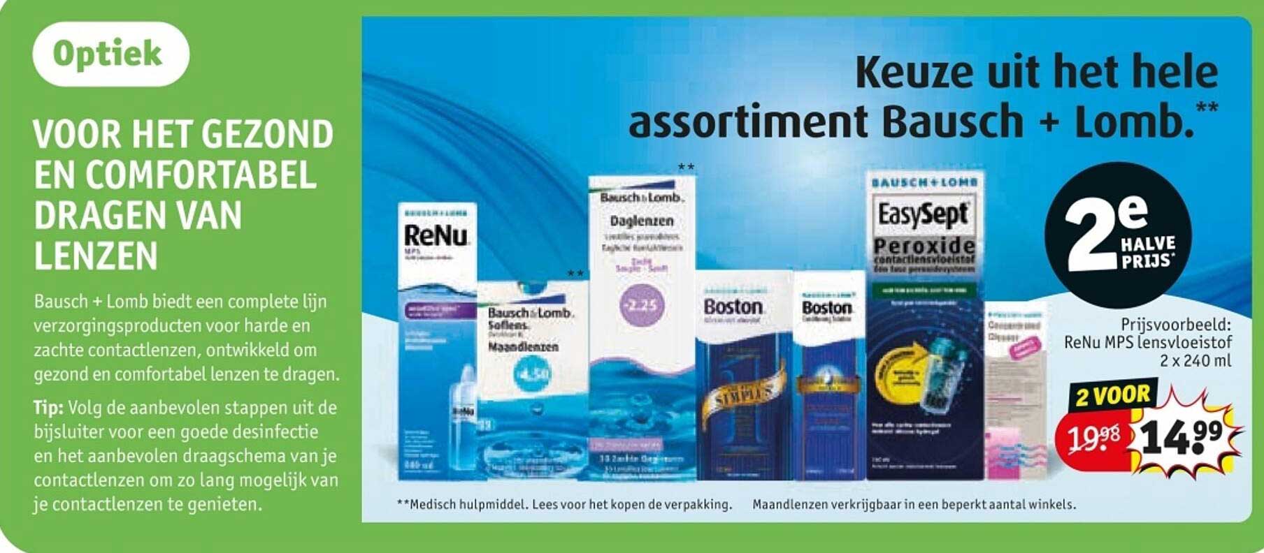Keuze uit het hele assortiment Bausch + Lomb.