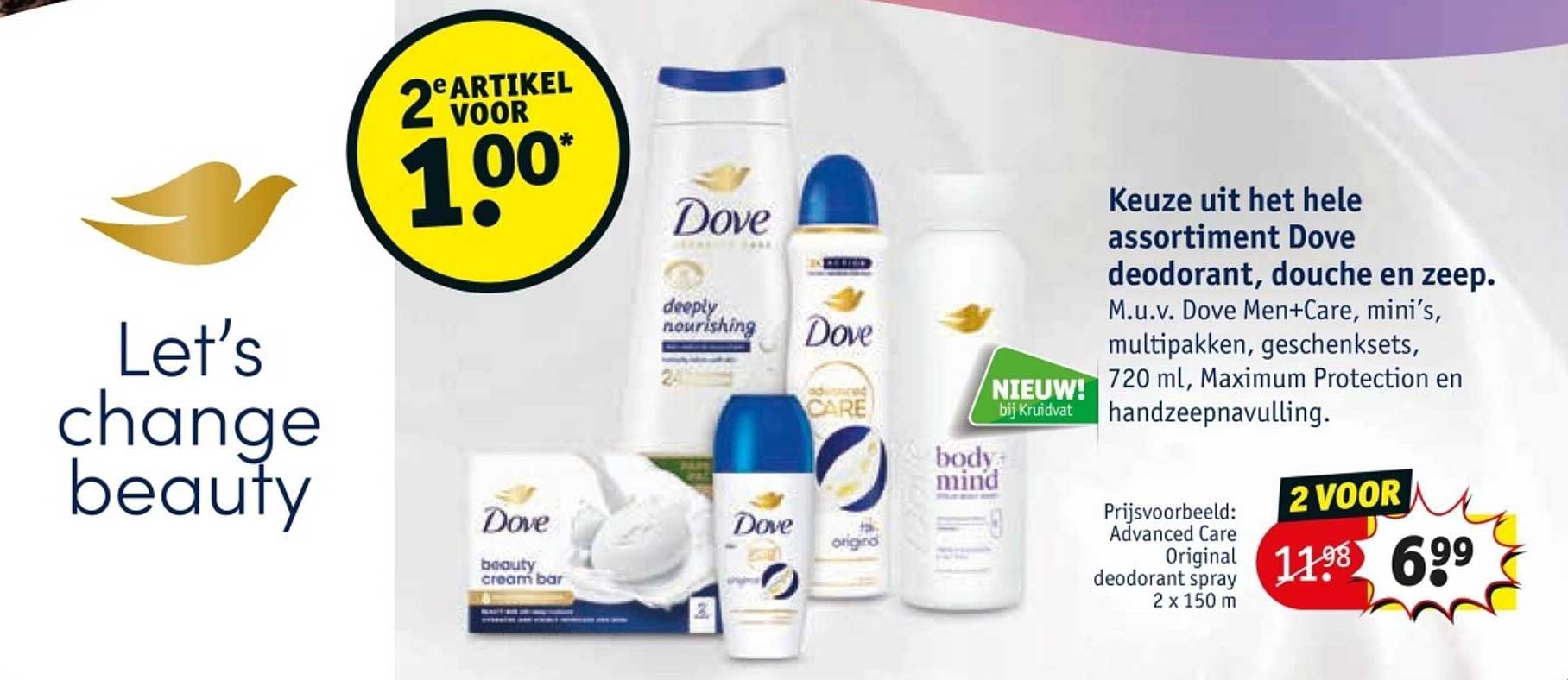Keuze uit het hele assortiment Dove deodorant, douche en zeep.