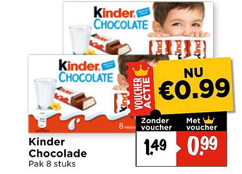 Kinder Chocolade Pak 8 stuks