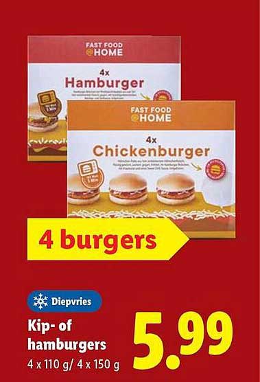 Kip- of hamburgers 4 burgers