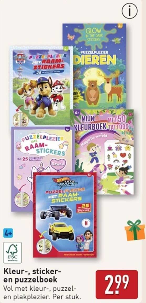 Kleur-, sticker- en puzzelboek