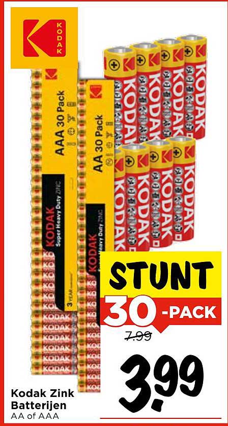 Kodak Zink Batterijen AA of AAA 30-Pack