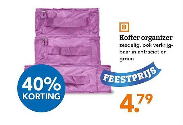 Koffer organizer zesdelig, ook verkrijgbaar in antraciet en groen