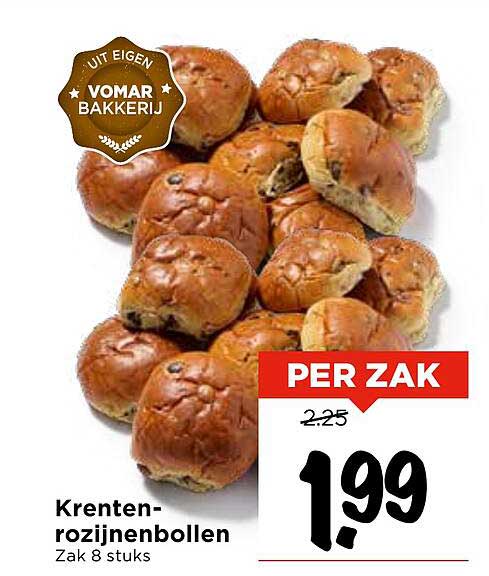 Kreten-rozijnenbollen Zak 8 stuks