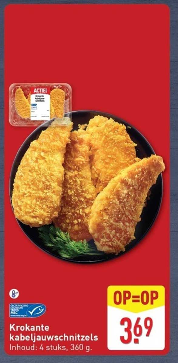 Krokante kabeljauw schnitzels