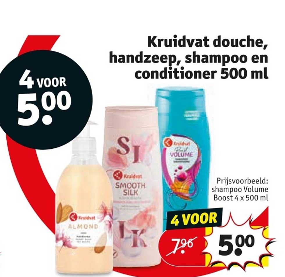 Kruidvat douche, handzeep, shampoo en conditioner 500 ml