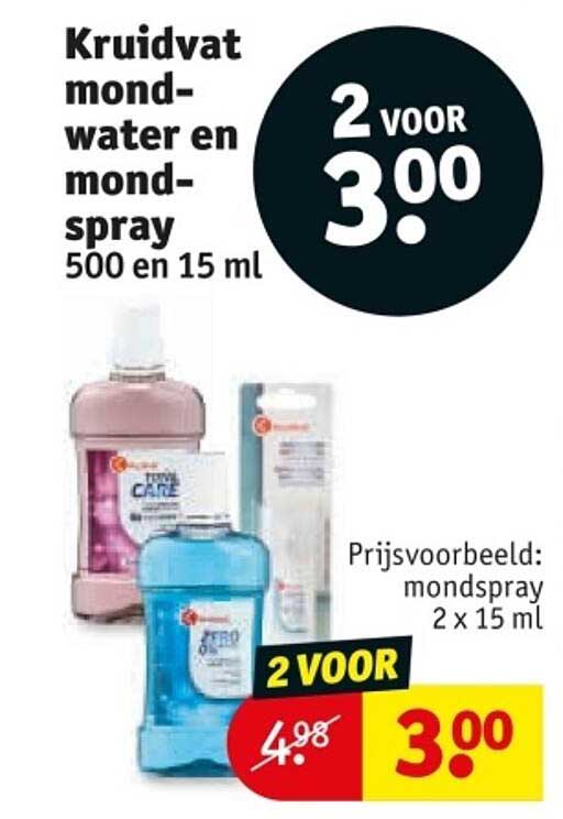 Kruidvat mondwater en mondspray 500 en 15 ml