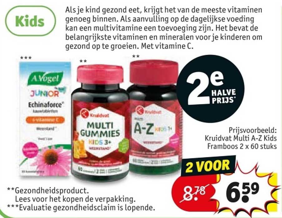 Kruidvat Multi A-Z Kids Framboos 2 x 60 stuks