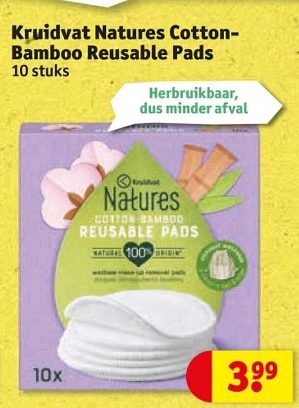 Kruidvat Natures Cotton-Bamboo Reusable Pads 10 stuks