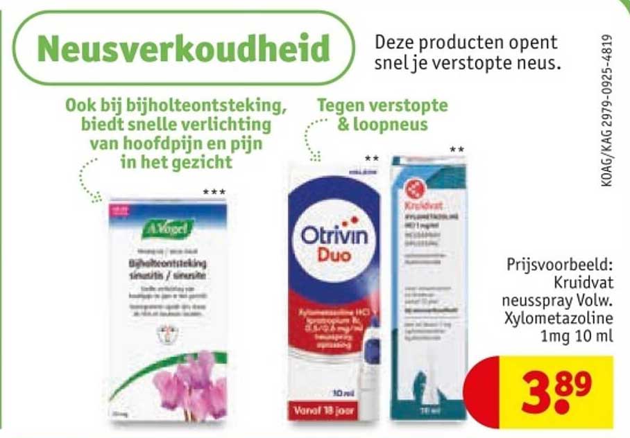 Kruidvat neusspray Volw. Xylometazoline 1mg 10 ml
