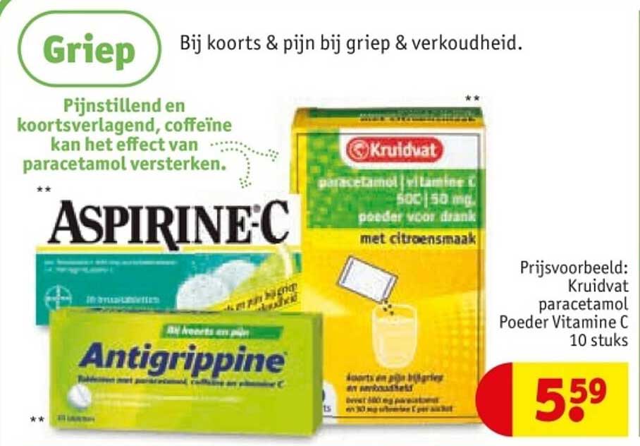 Kruidvat paracetamol Poeder Vitamine C 10 stuks