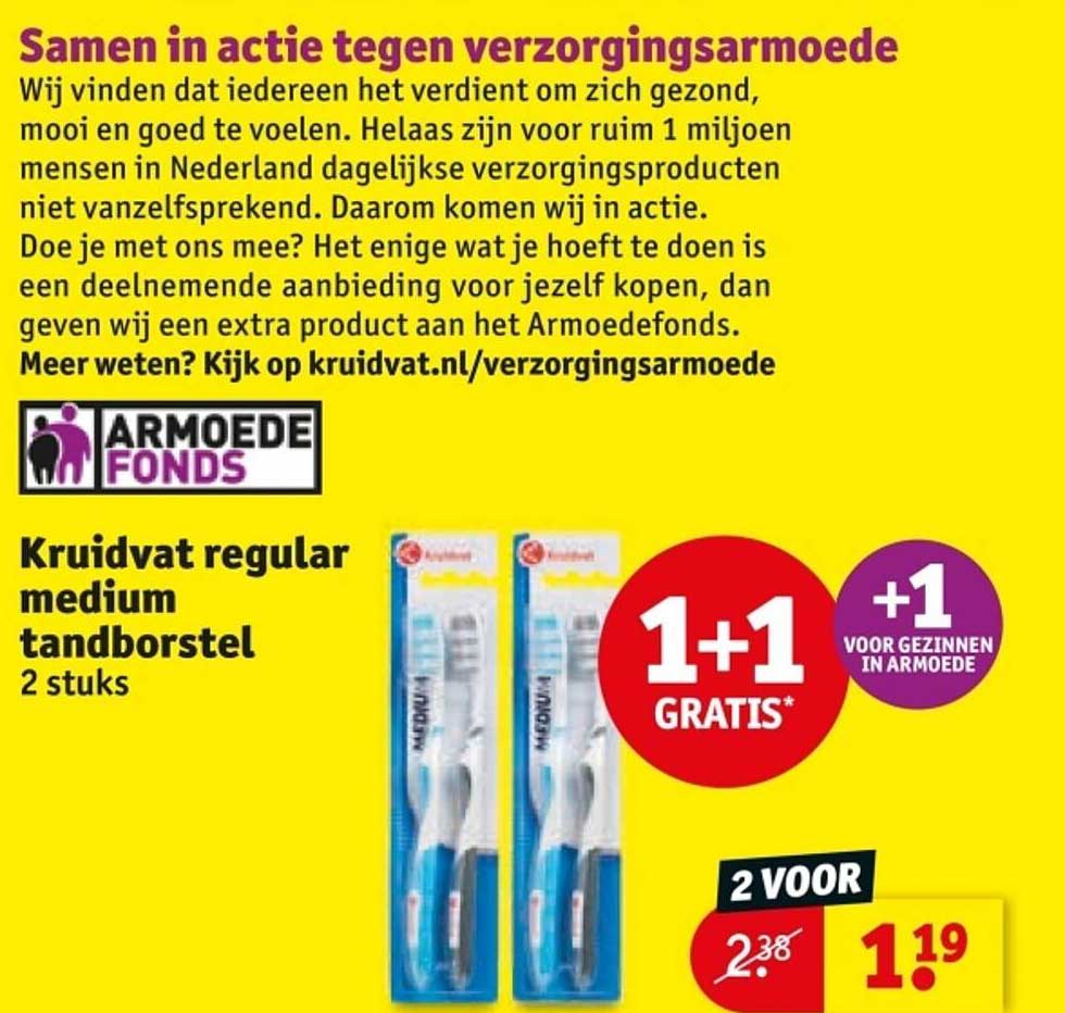 Kruidvat regular medium tandborstel 2 stuks