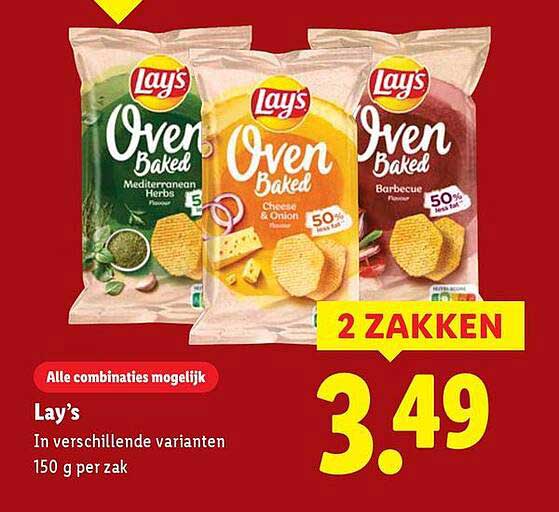 Lay's Oven Baked 2 zakken voor 3,49