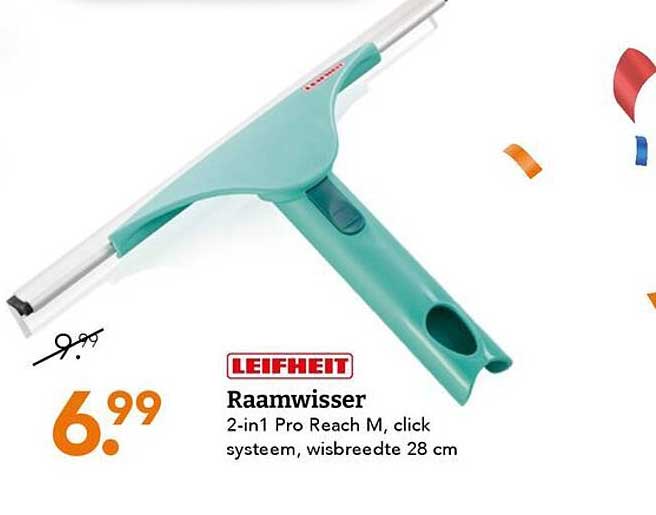 Leifheit Raamwisser 2-in-1 Pro Reach M, click systeem, wisbreedte 28 cm
