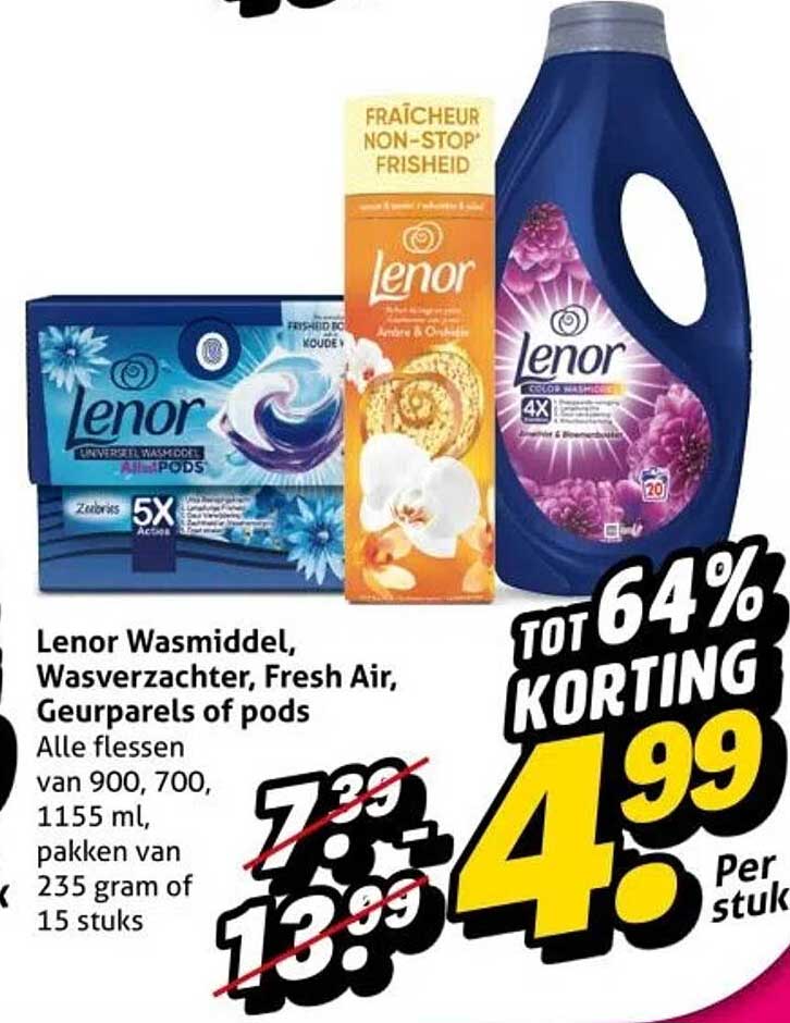 Lenor Wasmiddel, Wasverzachter, Fresh Air, Geurparels of pods