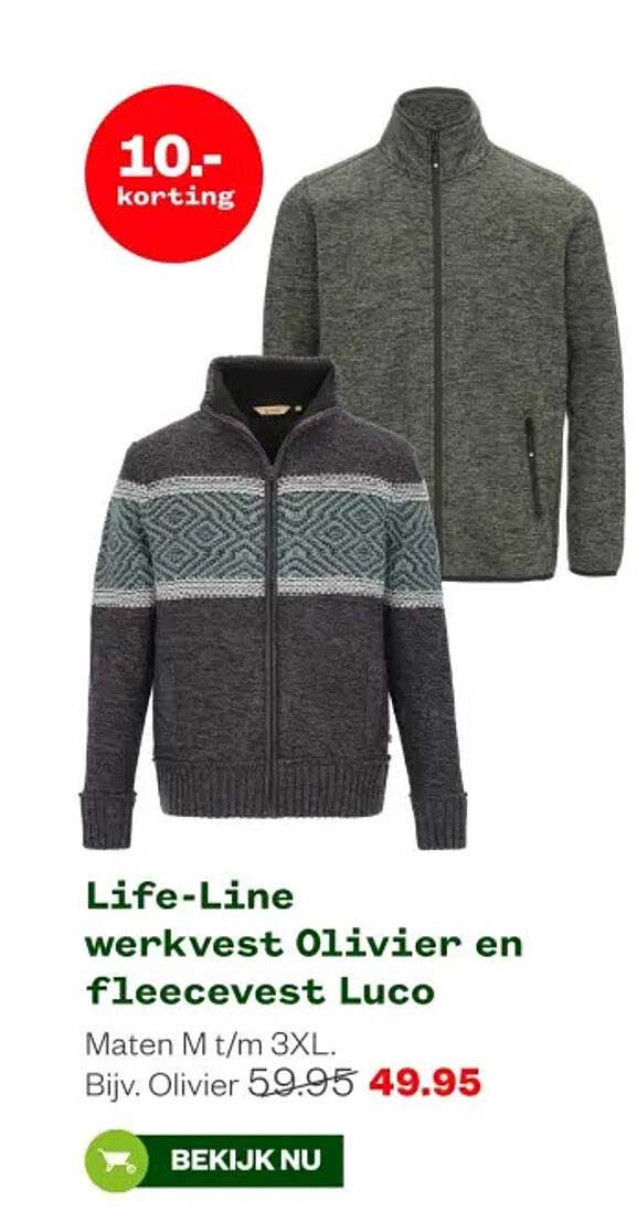 Life-Line werkvest Olivier en fleecevest Luco