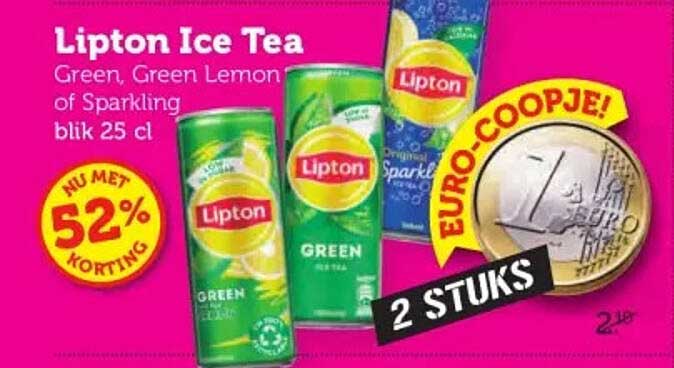 Lipton Ice Tea Green, Green Lemon of Sparkling blik 25 cl