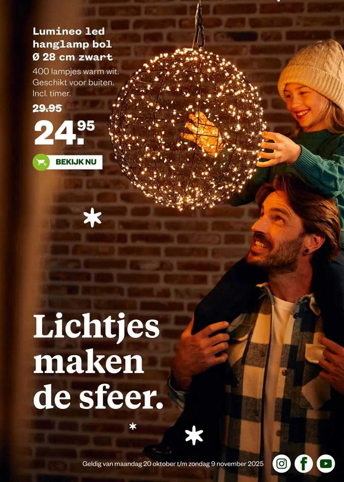 Lumino led hanglamp bol Ø 28 cm zwart