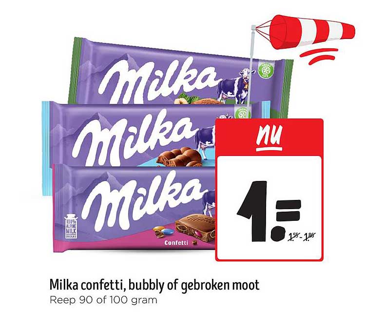 Milka confetti, bubbly of gebroken moot