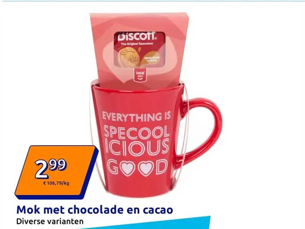 Mok met chocolade en cacao