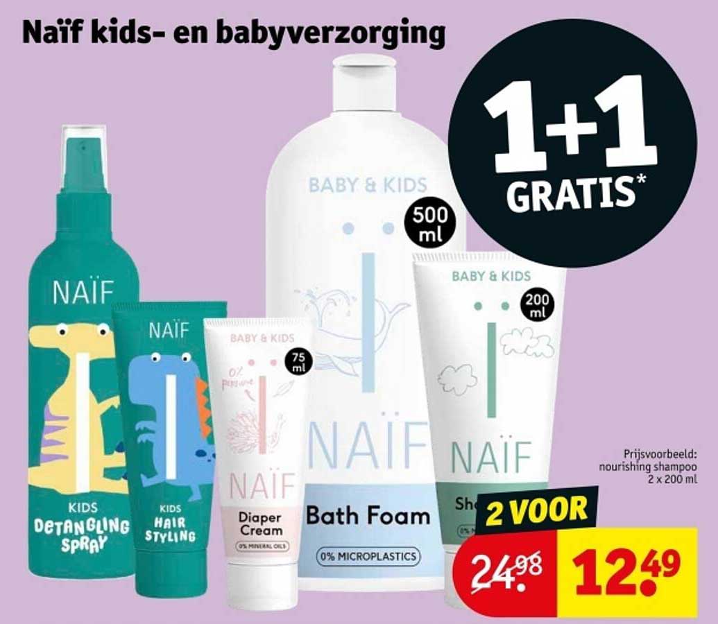 Naïf kids- en babyverzorging 1+1 GRATIS