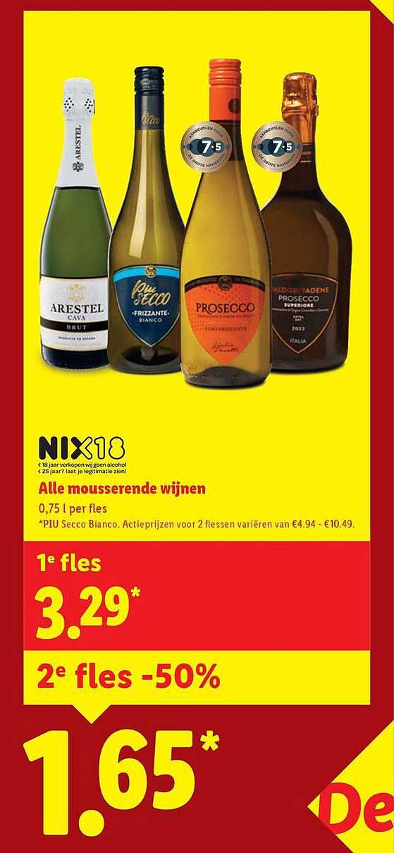 NIX18 Alle mousserende wijnen 0,75 l per fles