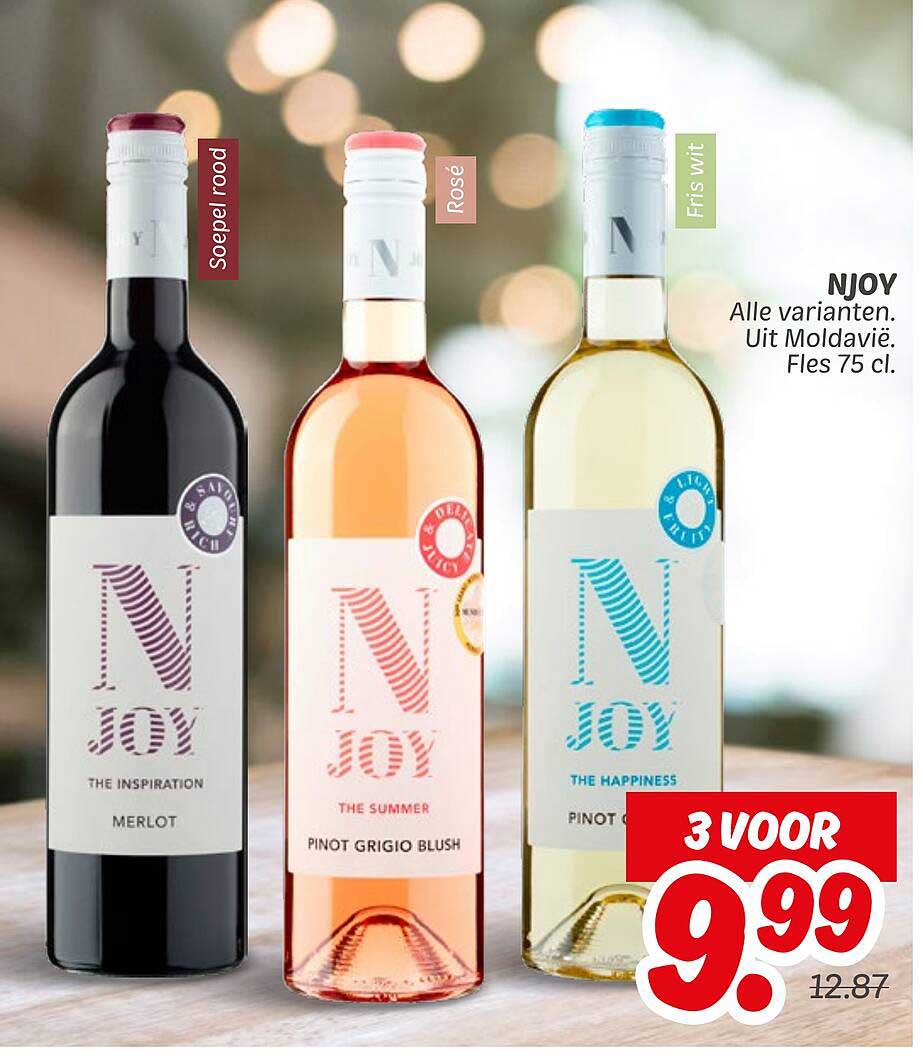 NJOY - Alle varianten. Uit Moldavië. Fles 75 cl.
