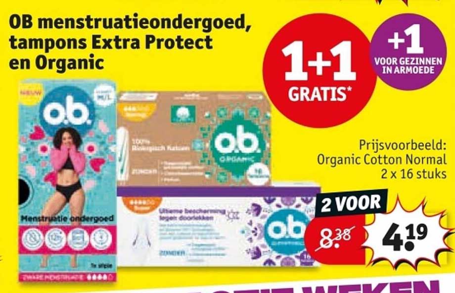 OB menstruatieondergoed, tampons Extra Protect en Organic
