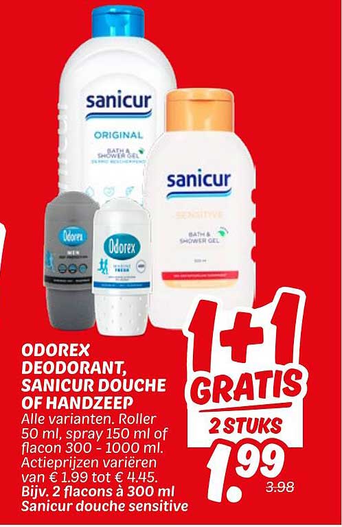 ODOREX DEODORANT, SANICUR DOUCHE OF HANDZEAP