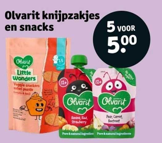 Olvarit knijpzakjes en snacks