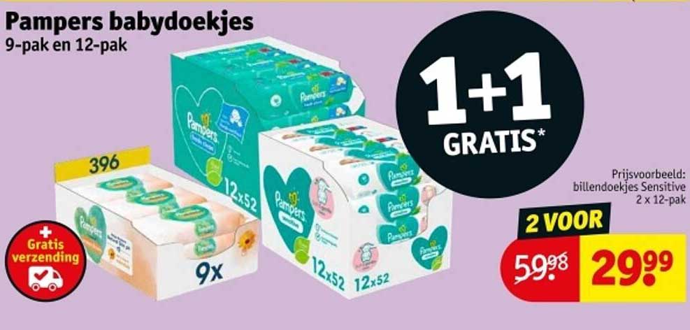 Pampers babydoekjes 9-pak en 12-pak