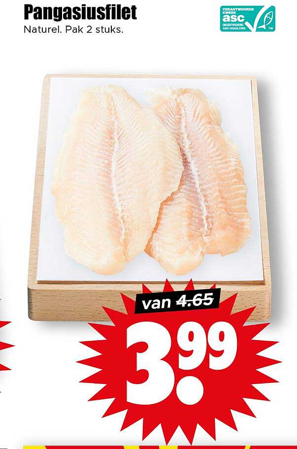 Pangasiusfilet - Natuurlijke smaak, Pak 2 stuks