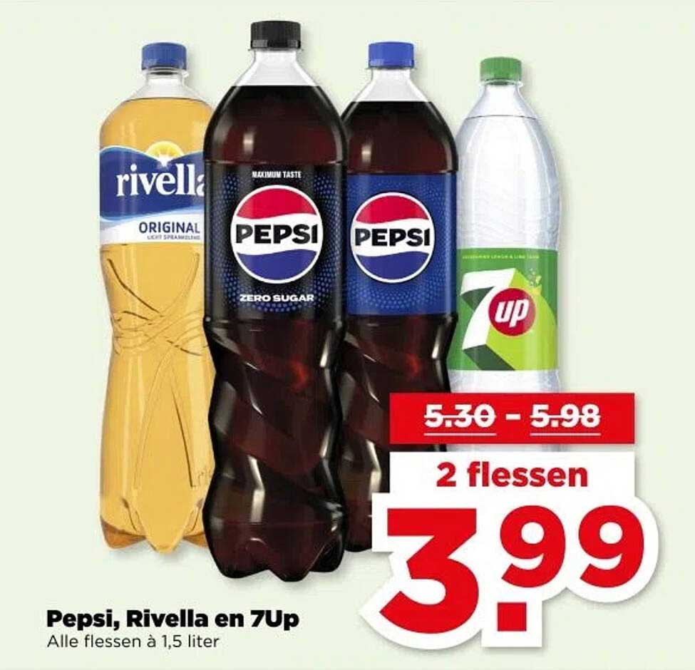 Pepsi, Rivella en 7Up - Alle flessen à 1,5 liter