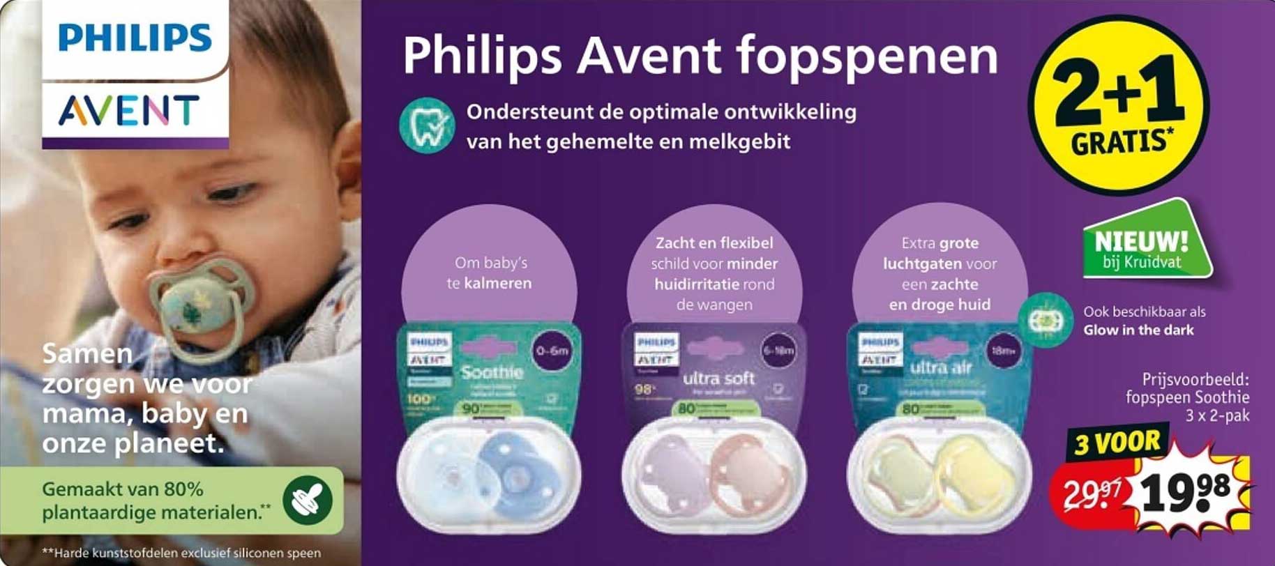 Philips Avent fopspeen 2+1 gratis