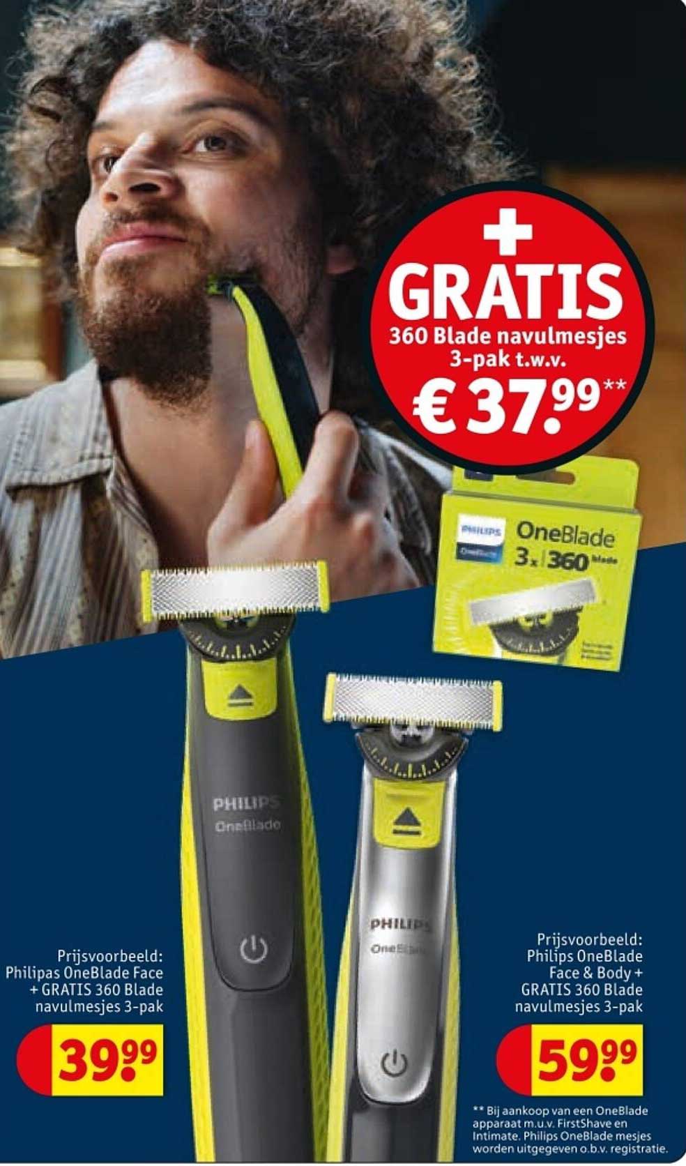 Philips OneBlade Face & Body + GRATIS 360 Blade navulmesjes 3-pak