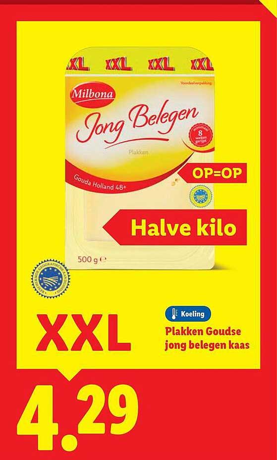 Plakken Goudse jong belegen kaas