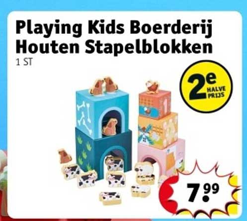 Playing Kids Boerderij Houten Stapelblokken