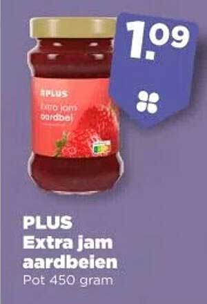 PLUS Extra jam aarbeien Pot 450 gram